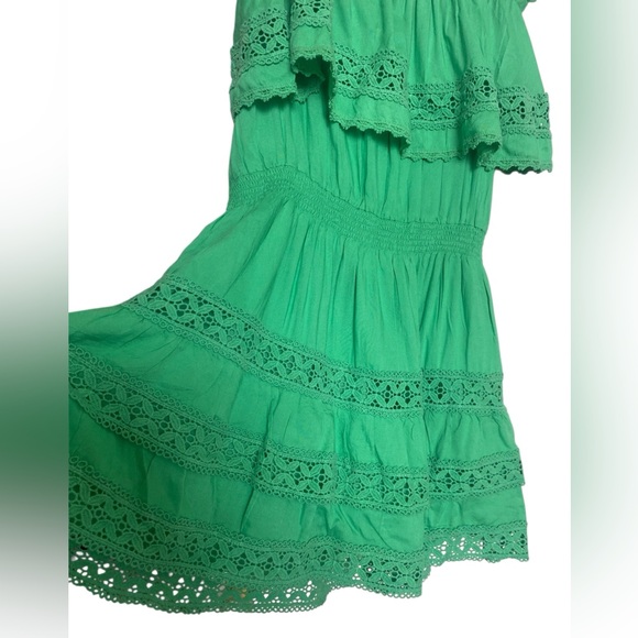 MELISSA ODABASH Salma Strapless Crocheted Lace-Trimmed Woven Mini Dress Size L - Picture 7 of 12